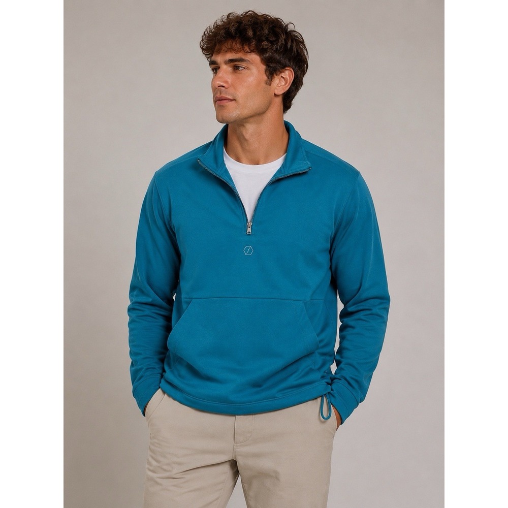Standard Cloth Teal Quarter Zip Pullover Sweatshirt Streetwear Mens XL